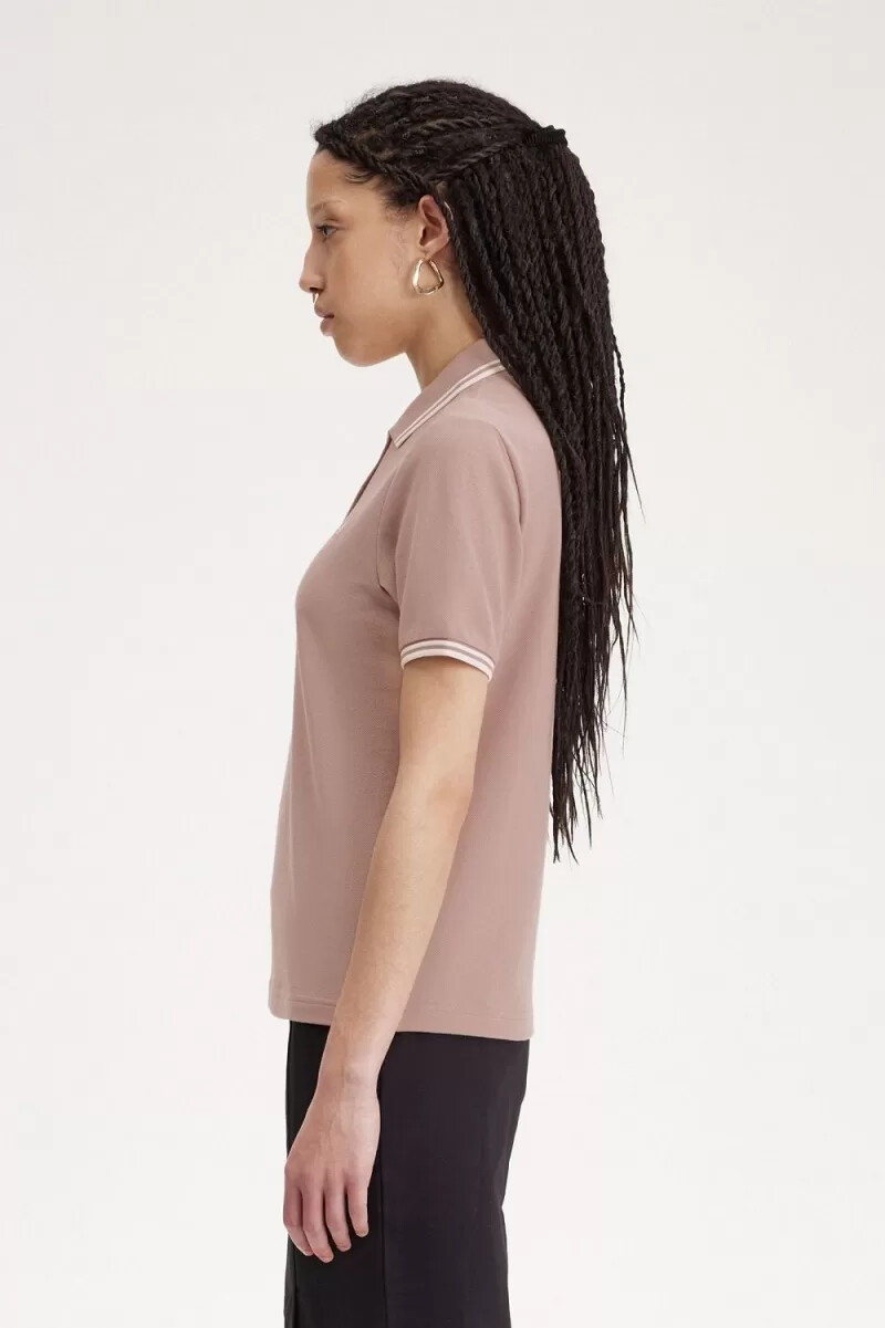 fred perry g3600 camicia da donna rosa scuro beige