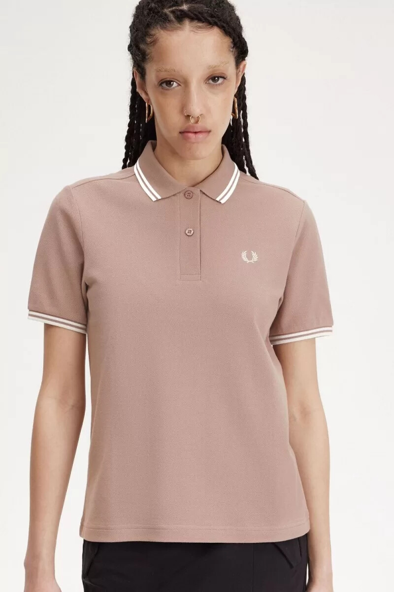 fred perry g3600 camicia da donna rosa scuro beige