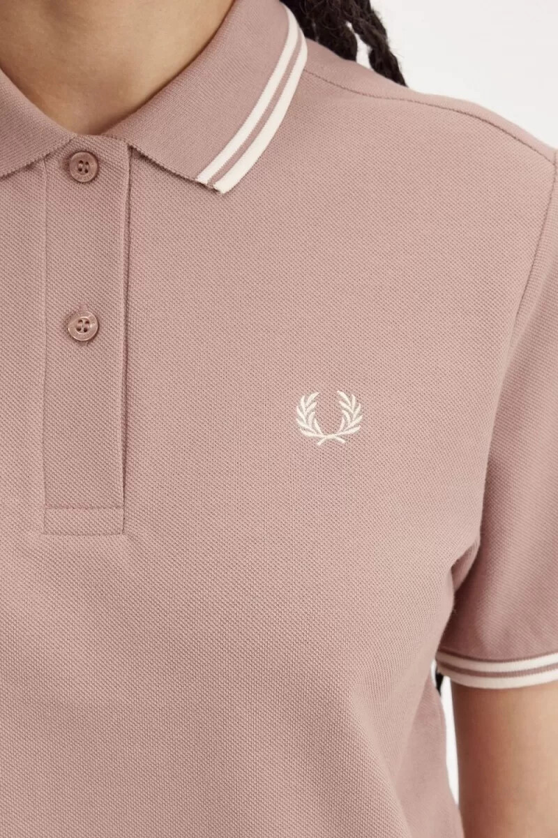 fred perry g3600 camicia da donna rosa scuro beige