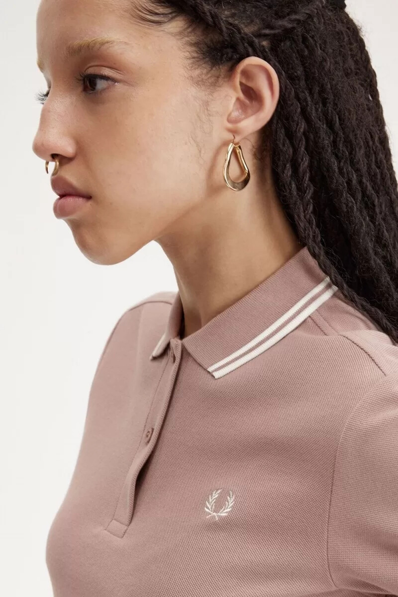 fred perry g3600 camicia da donna rosa scuro beige