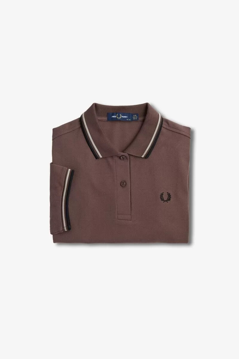 fred perry g3600 camicia da donna rosso scuro grigio caldo nero