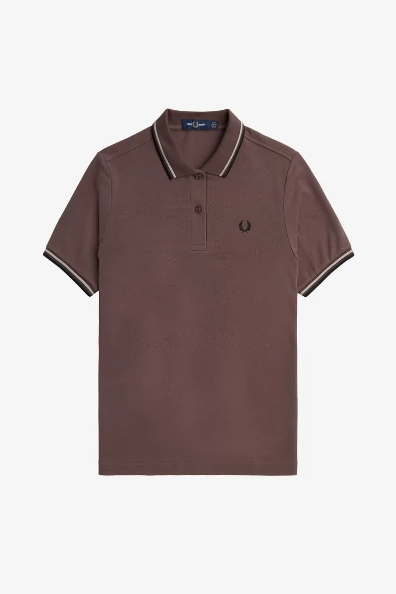 fred perry g3600 camicia da donna rosso scuro grigio caldo nero