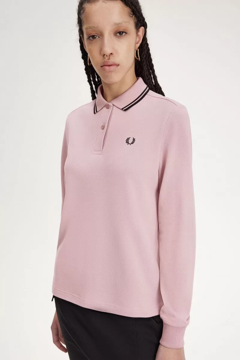 fred perry g3636 camicia da donna dusty rose rosa nero