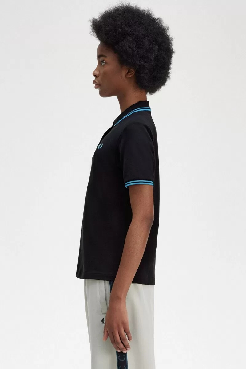 fred perry g3600 camicia da donna nera blu cyber blu cyber