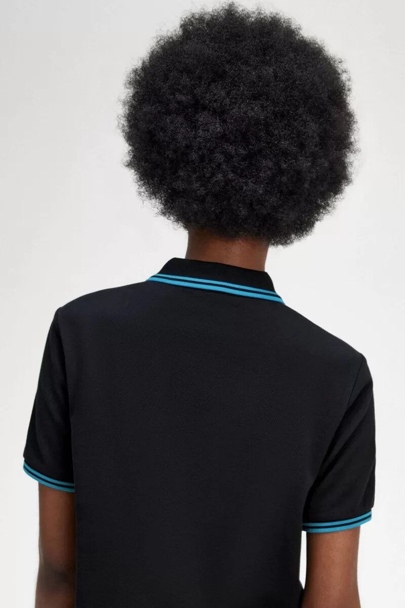 fred perry g3600 camicia da donna nera blu cyber blu cyber