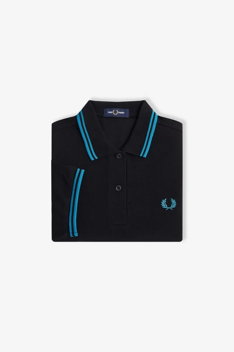 fred perry g3600 camicia da donna nera blu cyber blu cyber