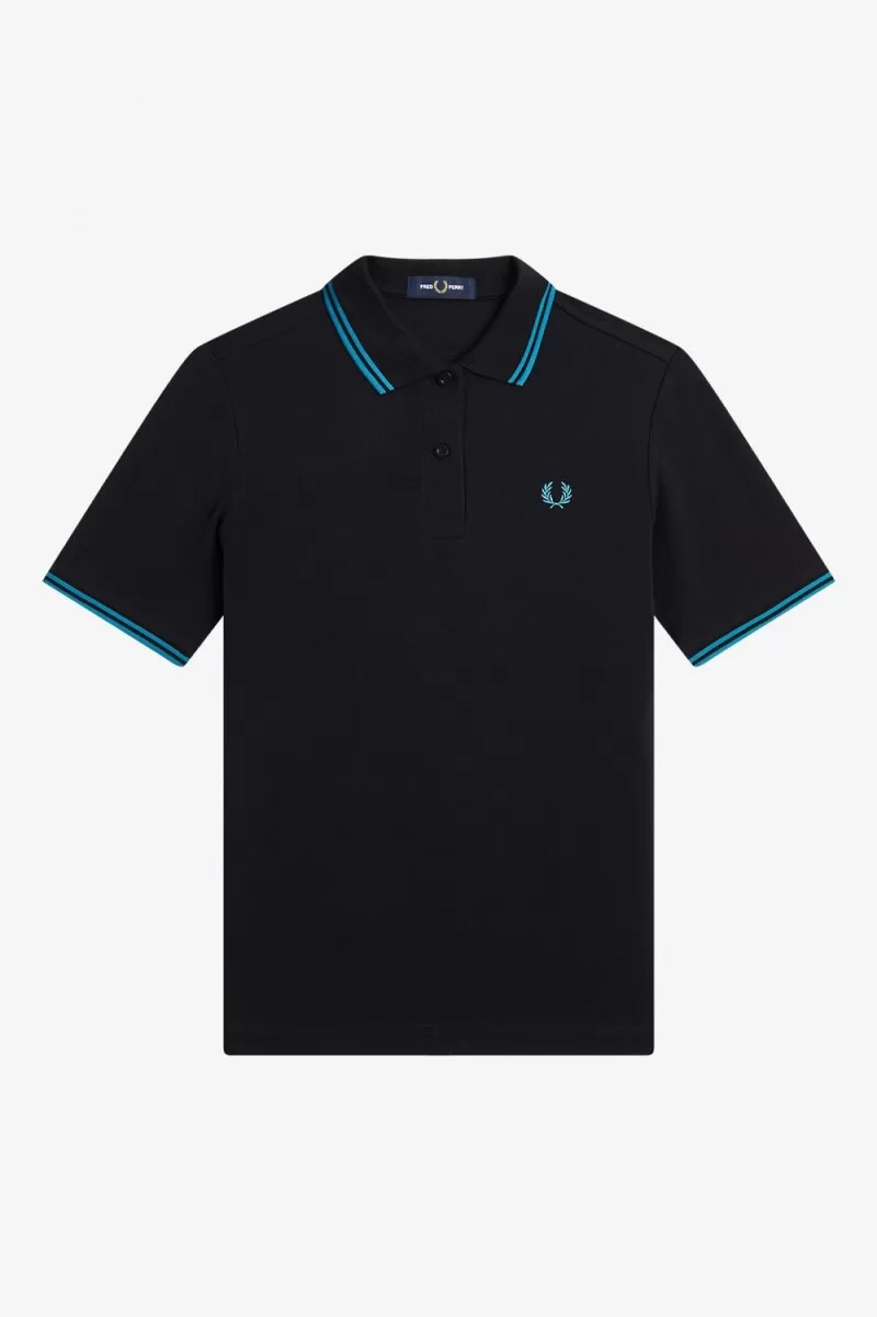 fred perry g3600 camicia da donna nera blu cyber blu cyber