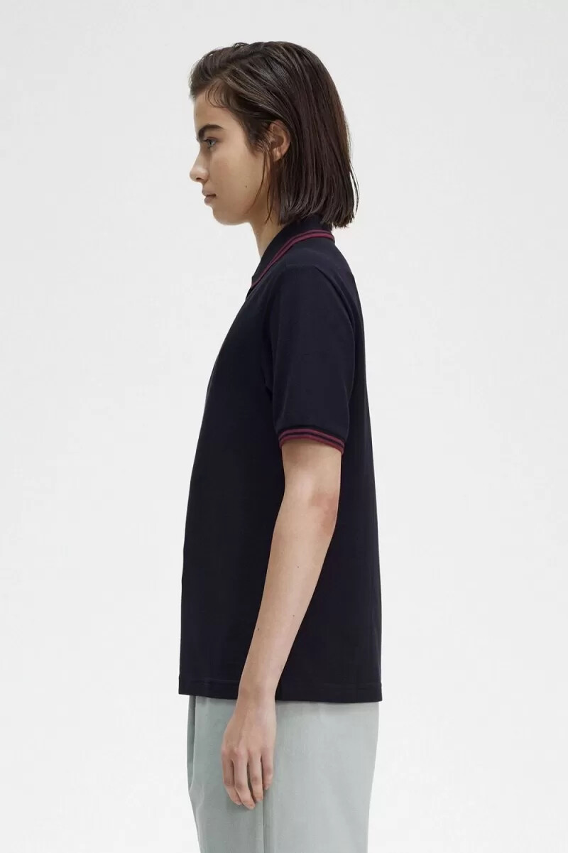 fred perry g3600 camicia da donna blu navy oxblood oxblood