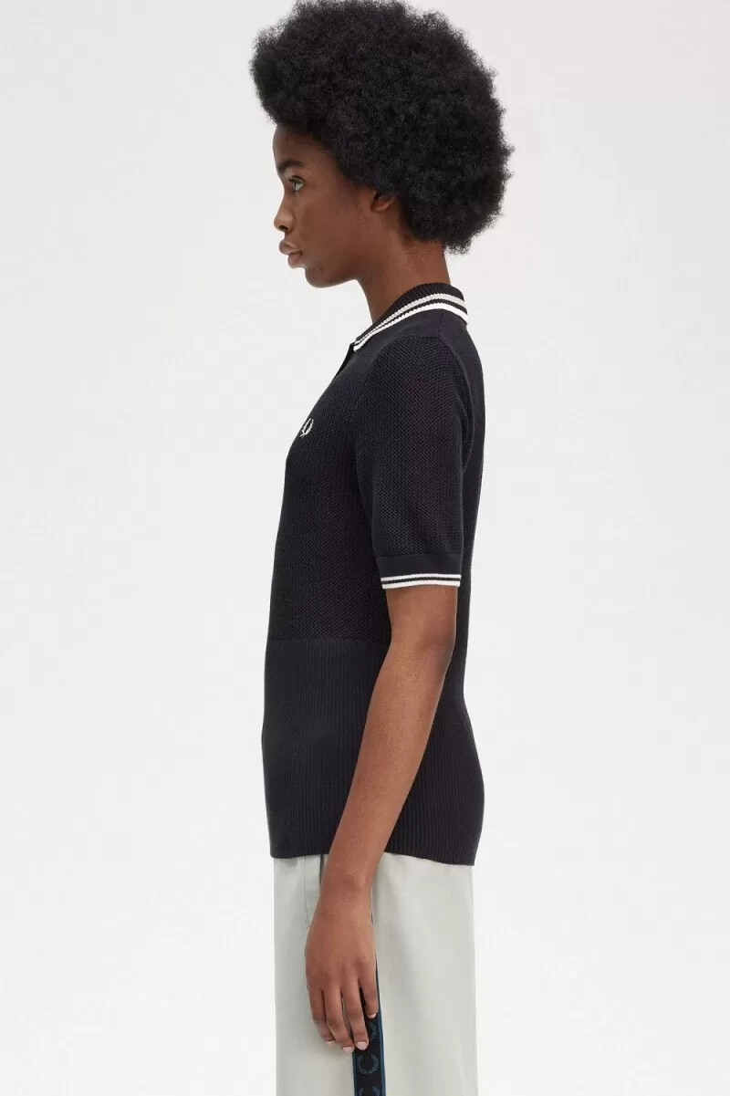 camicia da donna fred perry a maglia aperta nera