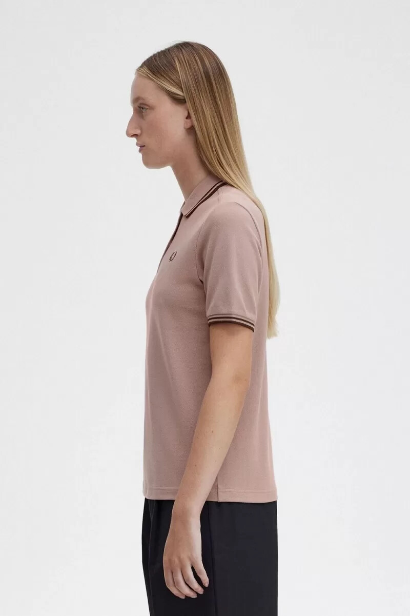 fred perry g3600 camicia da donna rosa scuro tabacco bruciato