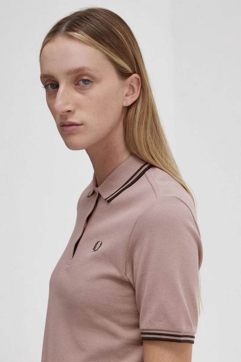 fred perry g3600 camicia da donna rosa scuro tabacco bruciato