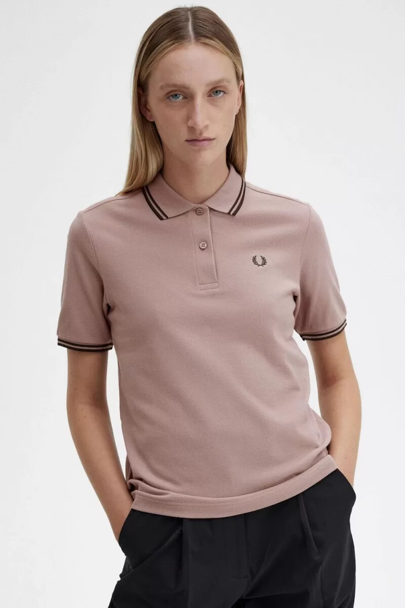 fred perry g3600 camicia da donna rosa scuro tabacco bruciato
