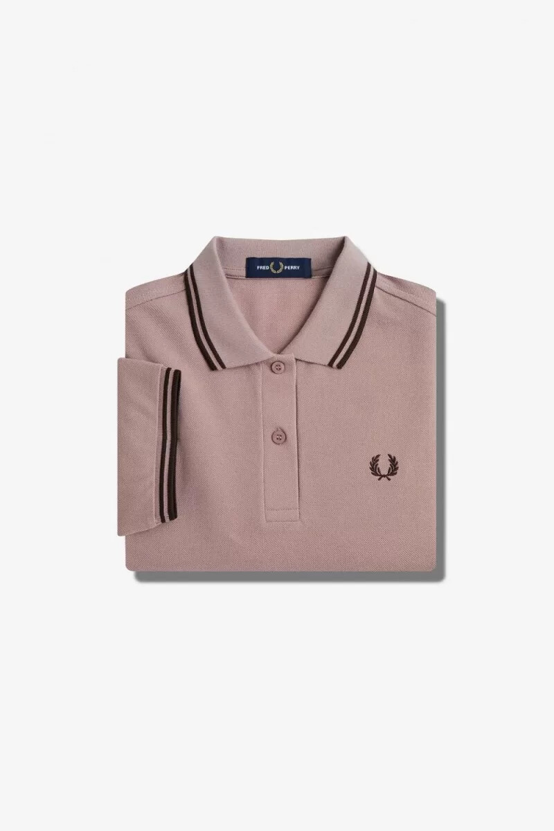 fred perry g3600 camicia da donna rosa scuro tabacco bruciato