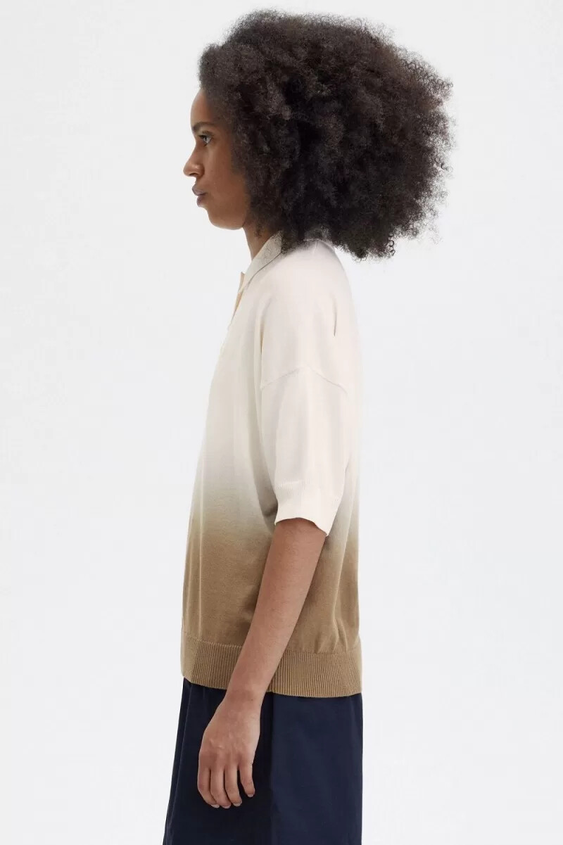 camicia da donna in maglia sfumata fred perry color pesca setoso
