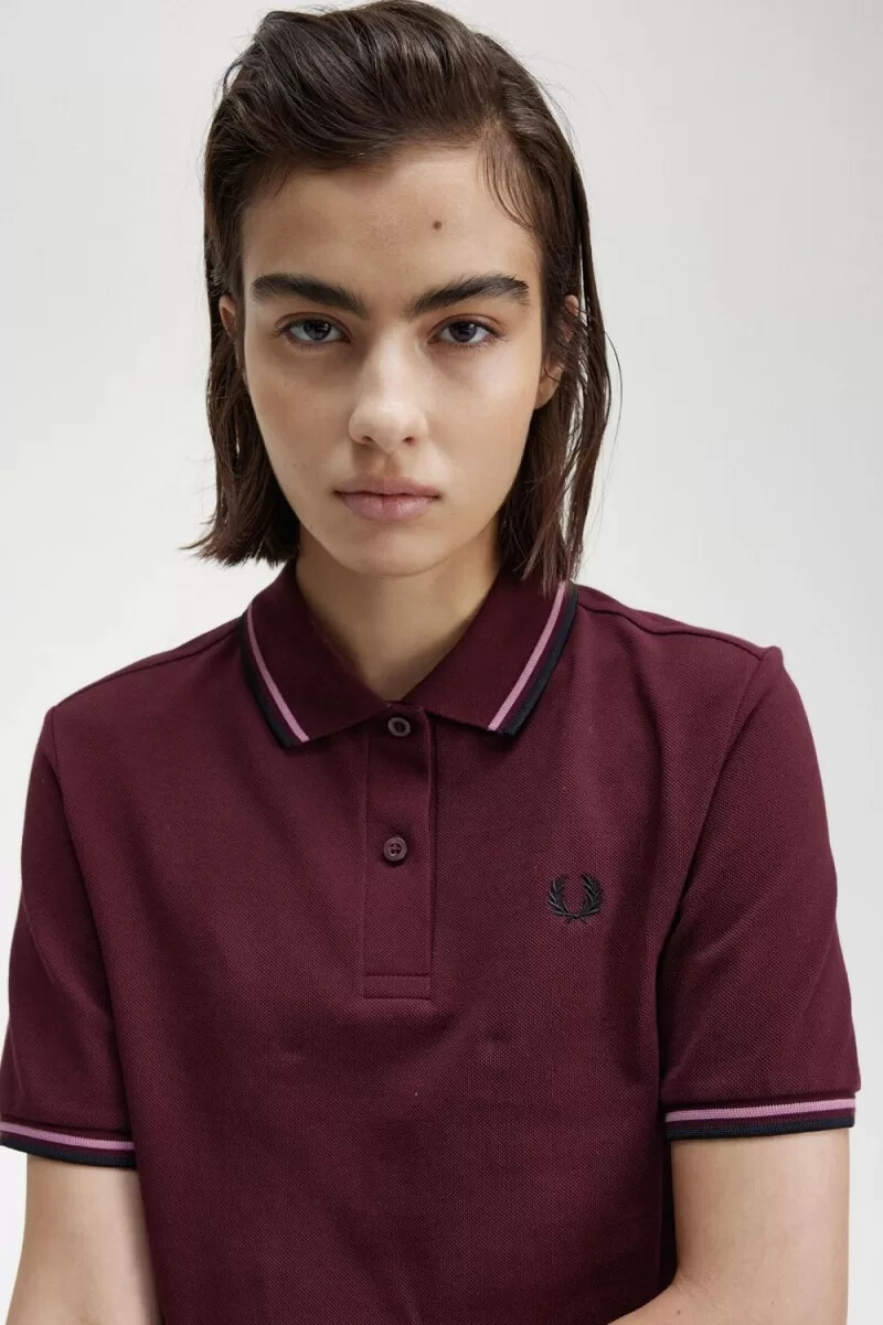 fred perry g3600 camicia da donna oxblood dusty rose rosa nero