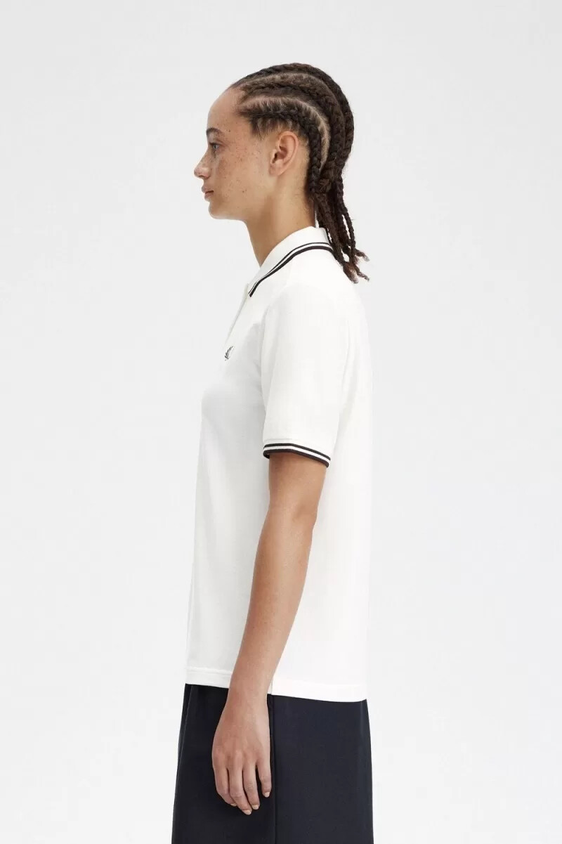 fred perry g3600 camicia da donna bianco neve rosso scuro