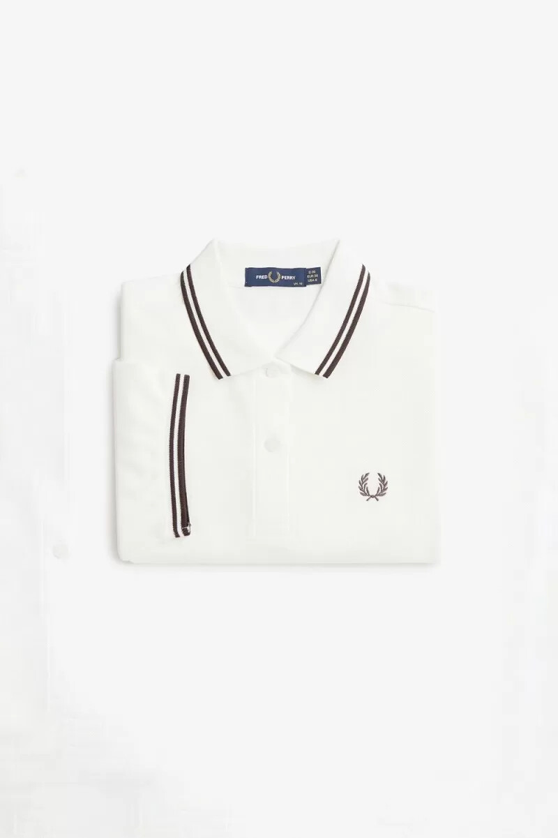 fred perry g3600 camicia da donna bianco neve rosso scuro