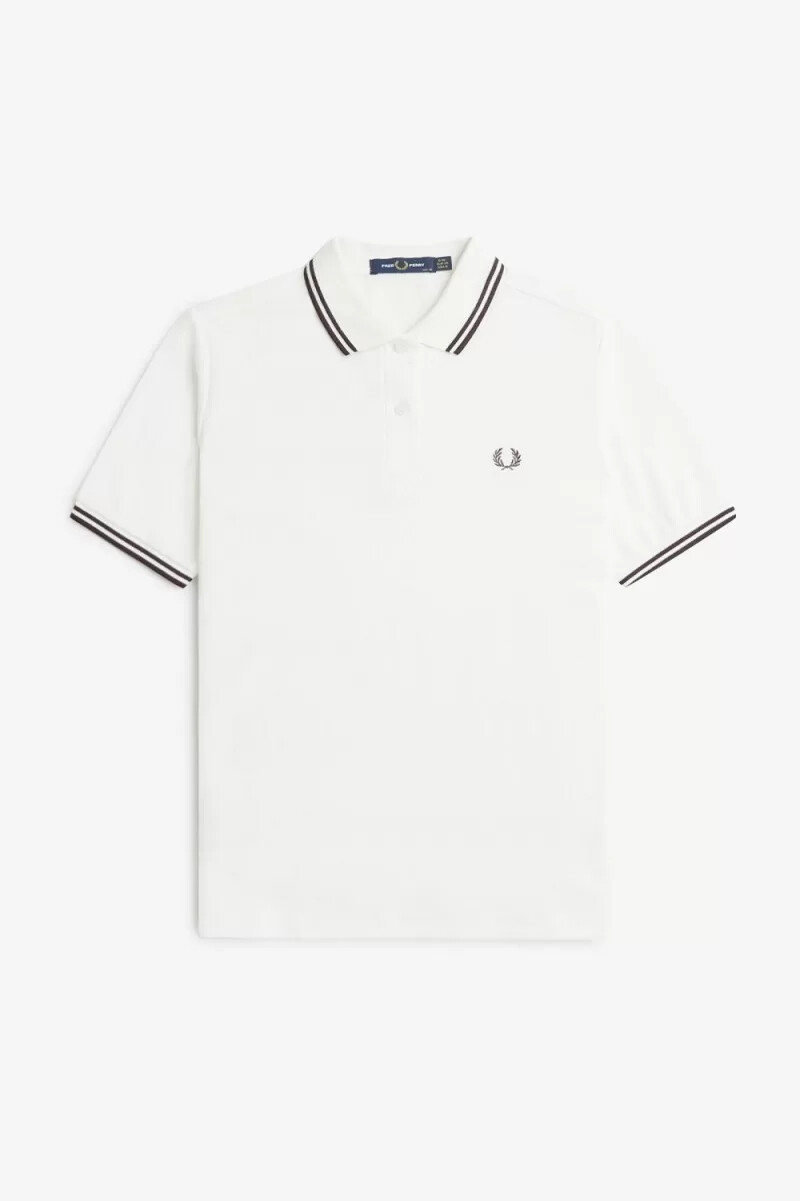 fred perry g3600 camicia da donna bianco neve rosso scuro