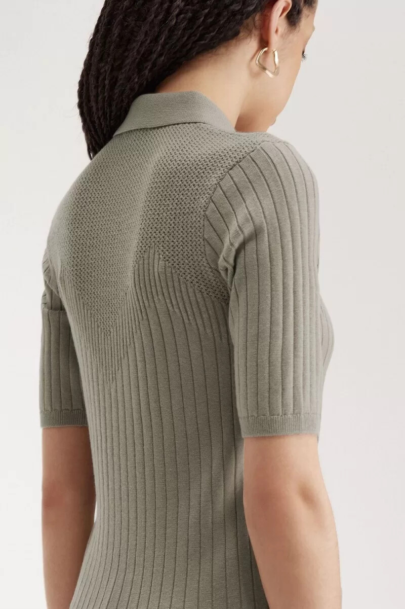 camicia da donna in maglia con dettagli traforati fred perry grigio caldo
