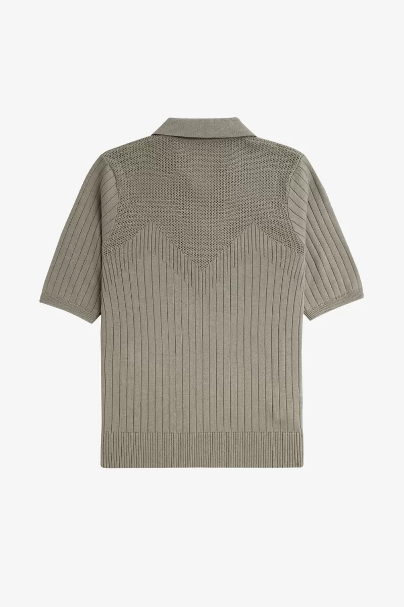 camicia da donna in maglia con dettagli traforati fred perry grigio caldo