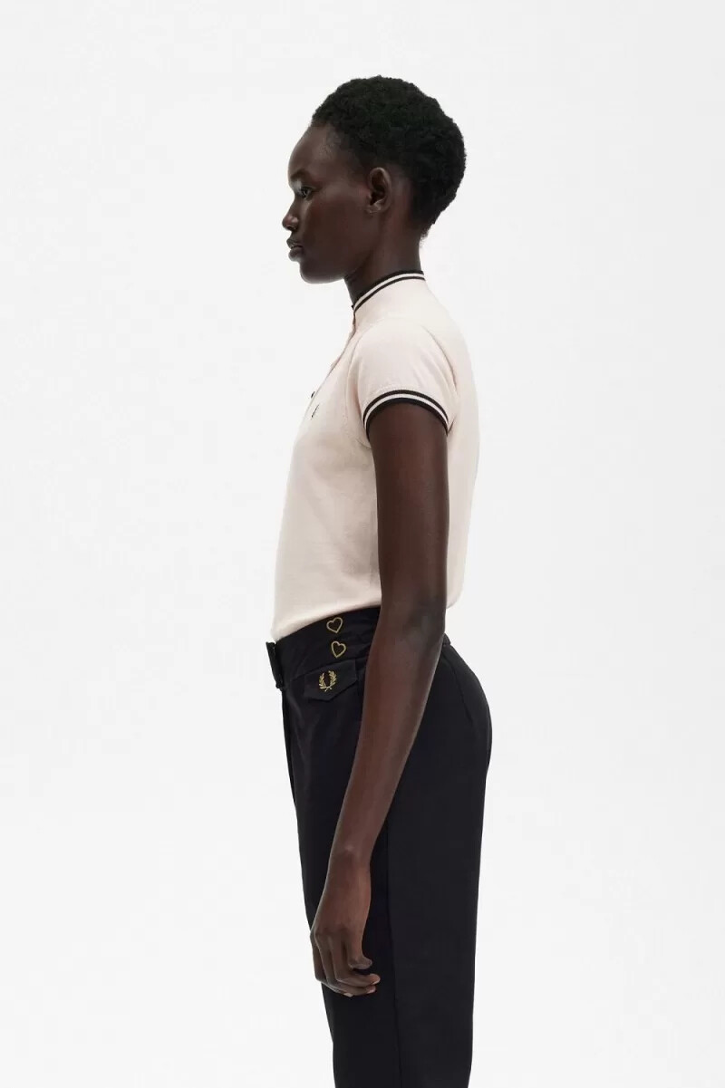 camicia da donna in maglia fred perry rosa latte