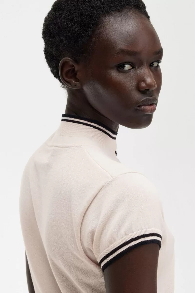 camicia da donna in maglia fred perry rosa latte