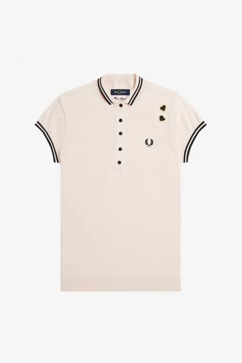 camicia da donna in maglia fred perry rosa latte