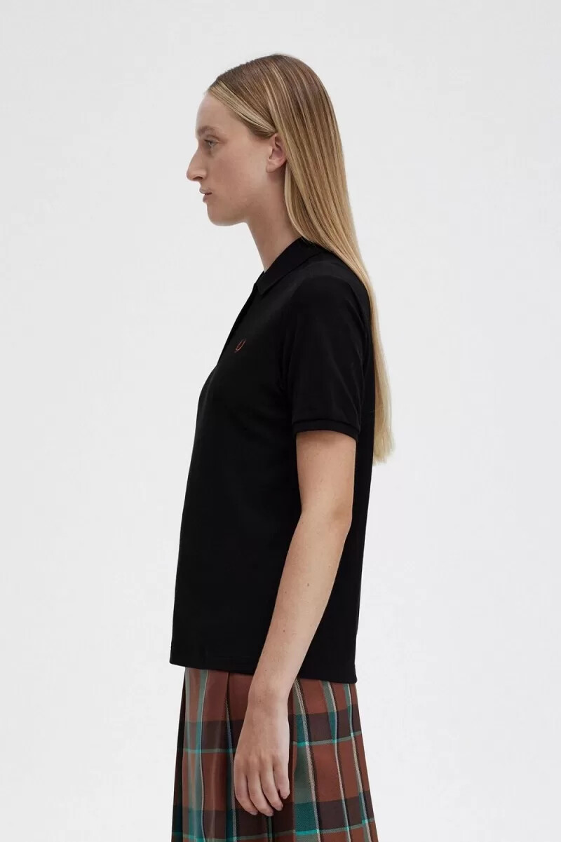 fred perry g6000 camicia da donna nera whisky brown
