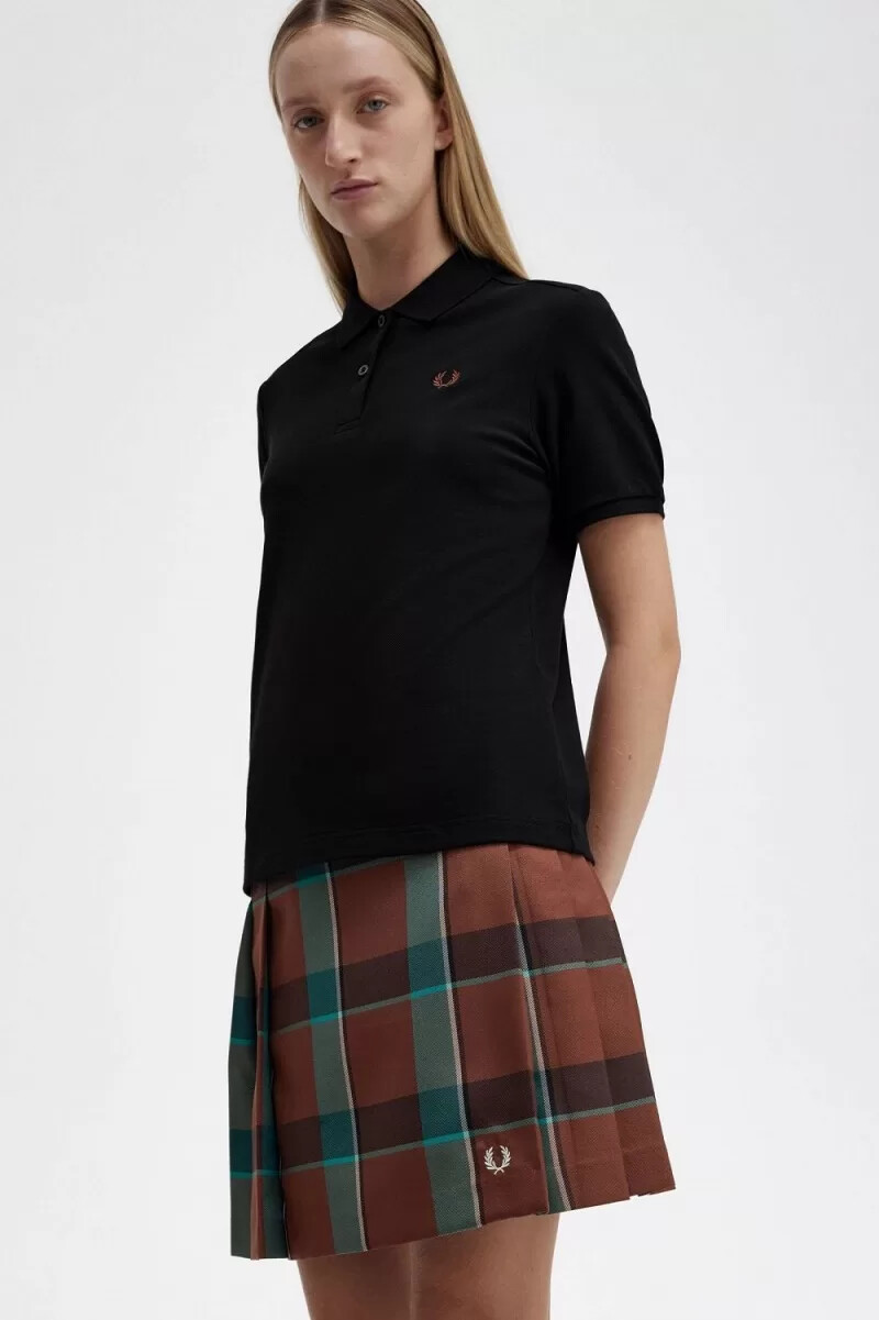 fred perry g6000 camicia da donna nera whisky brown