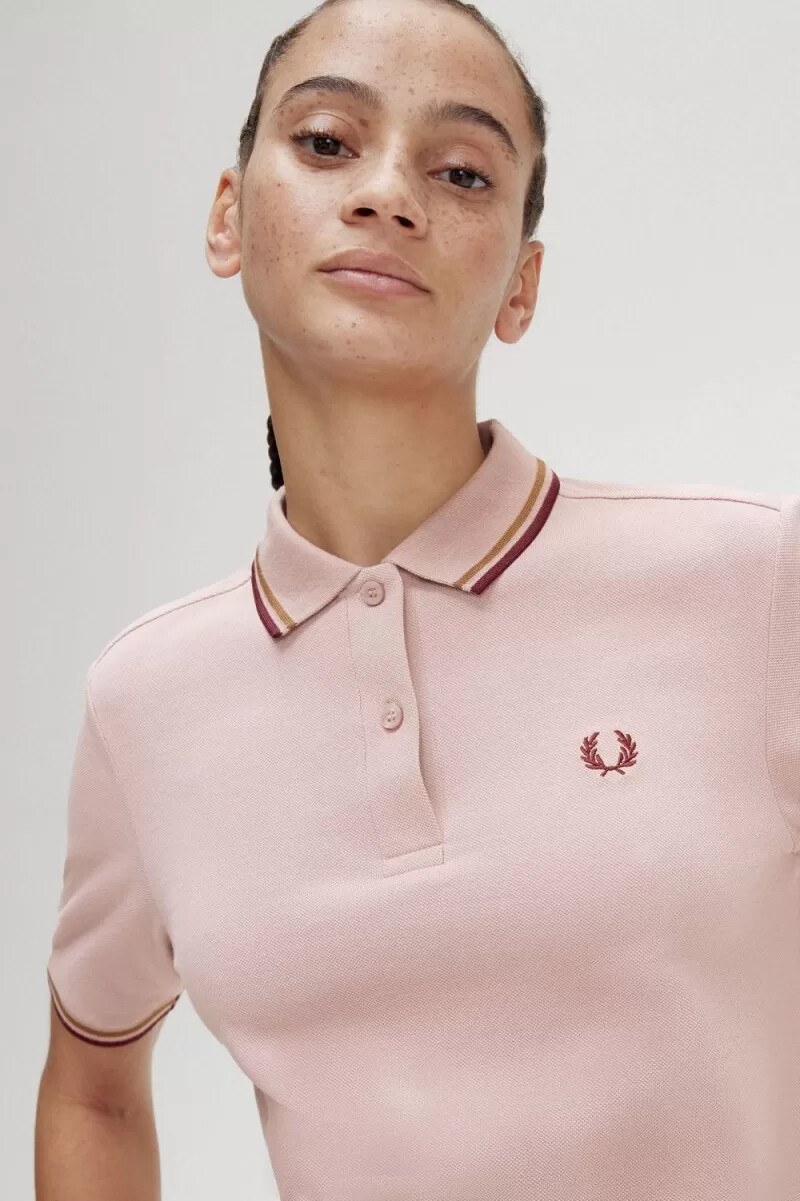 fred perry g3600 camicia da donna dusty rose rosa marrone sangue di bue