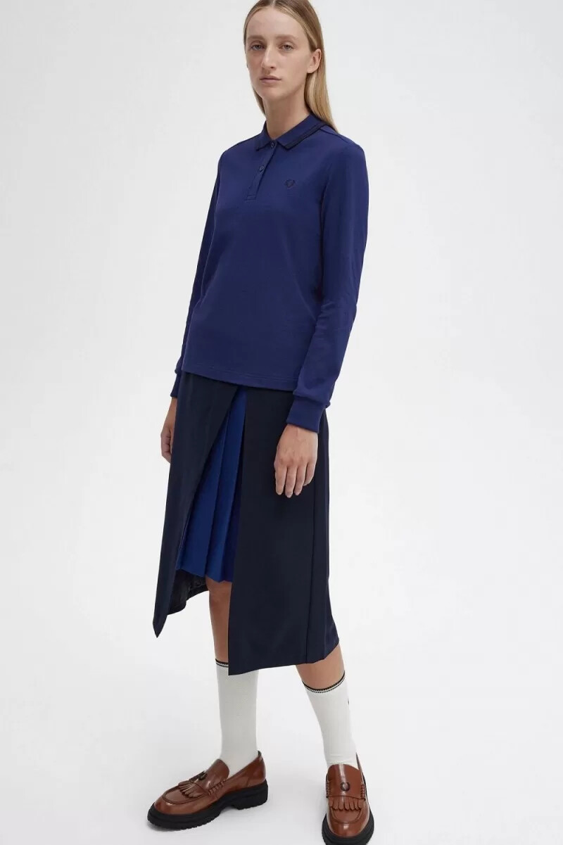fred perry g3636 camicia da donna blu navy francese nera