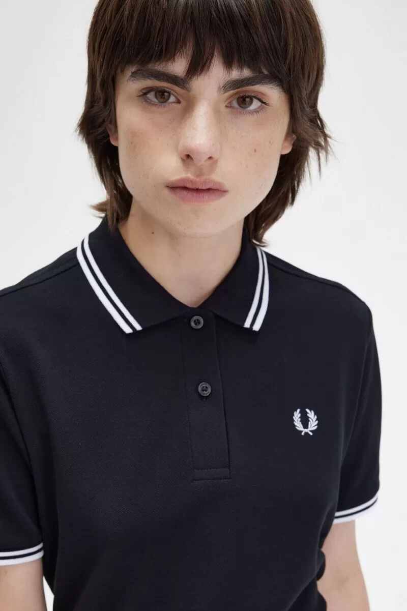 fred perry g3600 camicia da donna nera e bianca