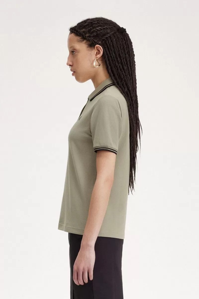 fred perry g3600 camicia da donna grigio caldo nero