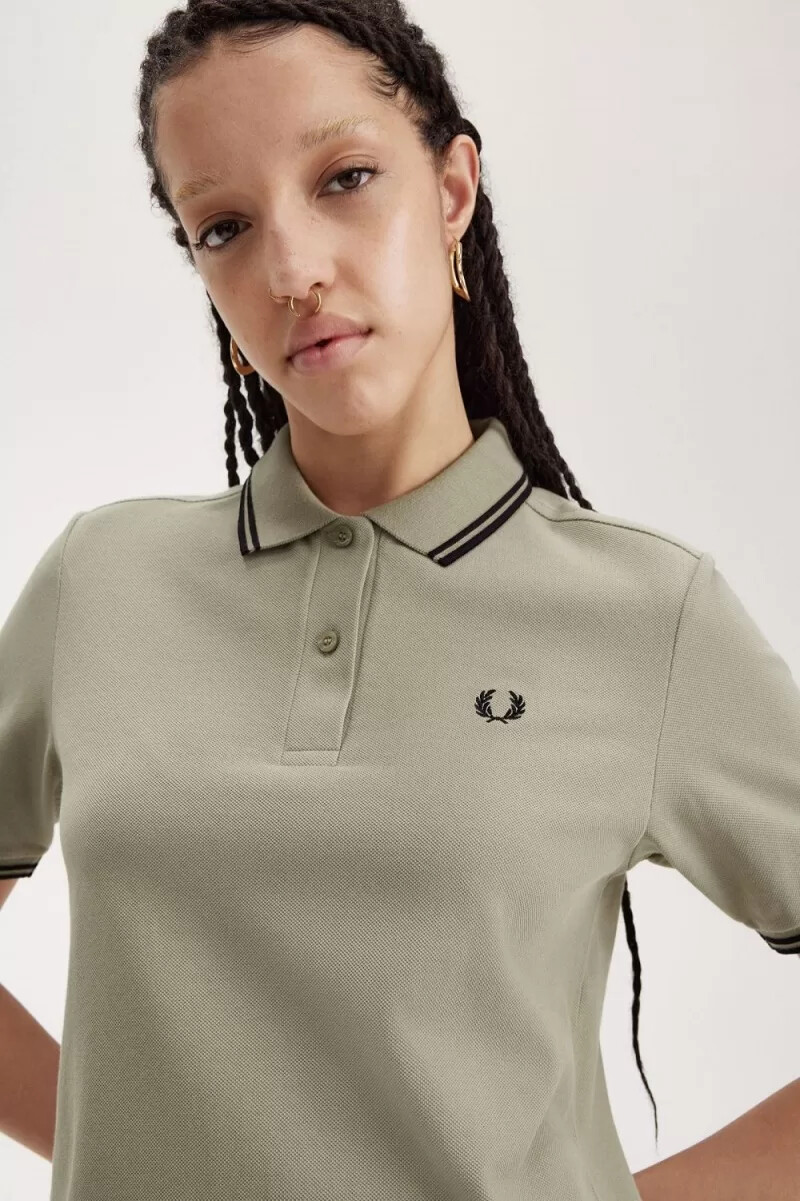 fred perry g3600 camicia da donna grigio caldo nero