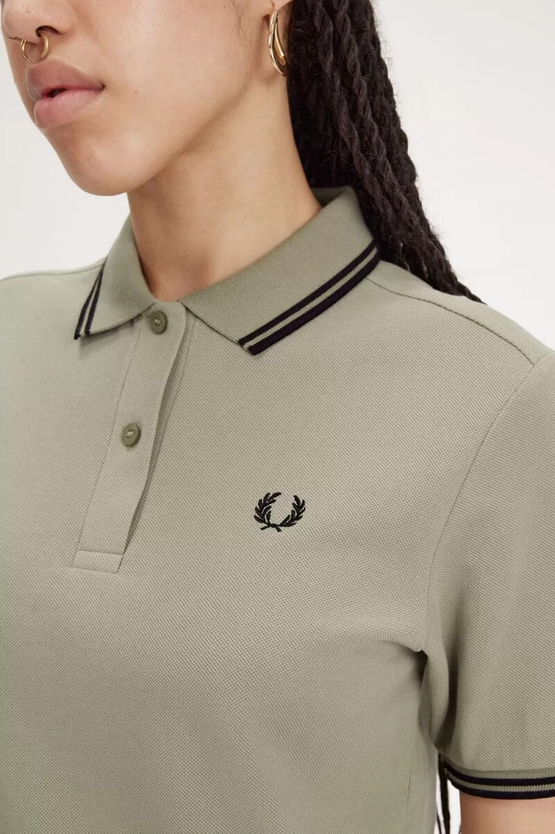 fred perry g3600 camicia da donna grigio caldo nero