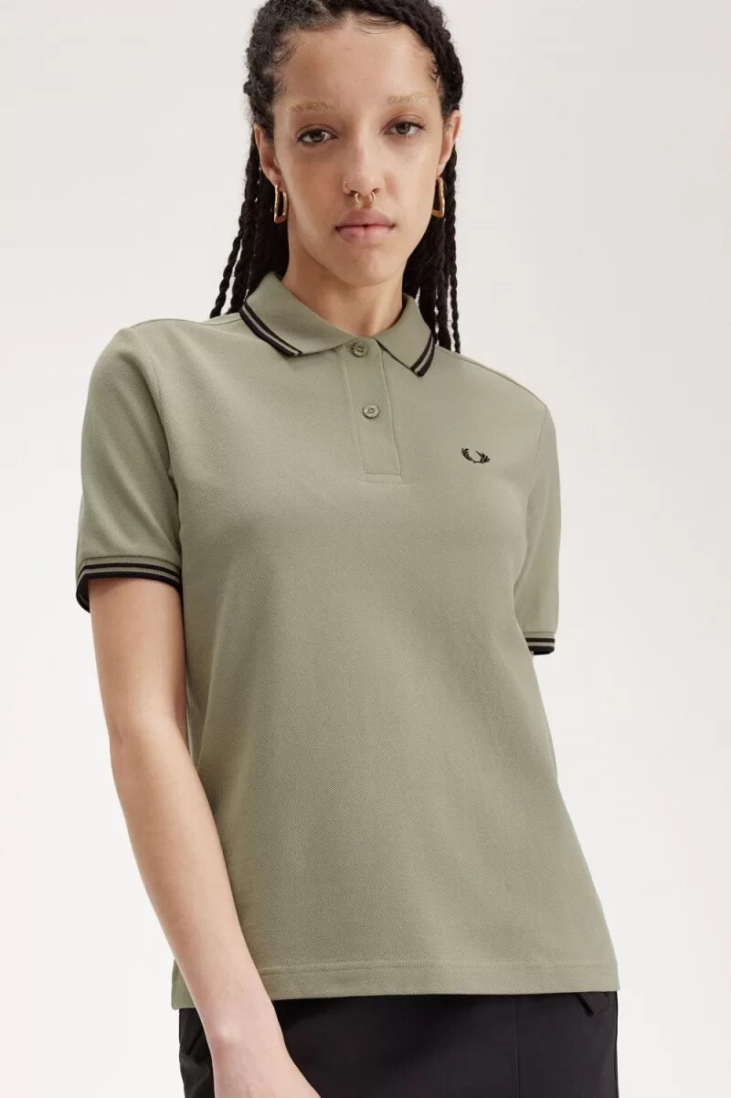 fred perry g3600 camicia da donna grigio caldo nero