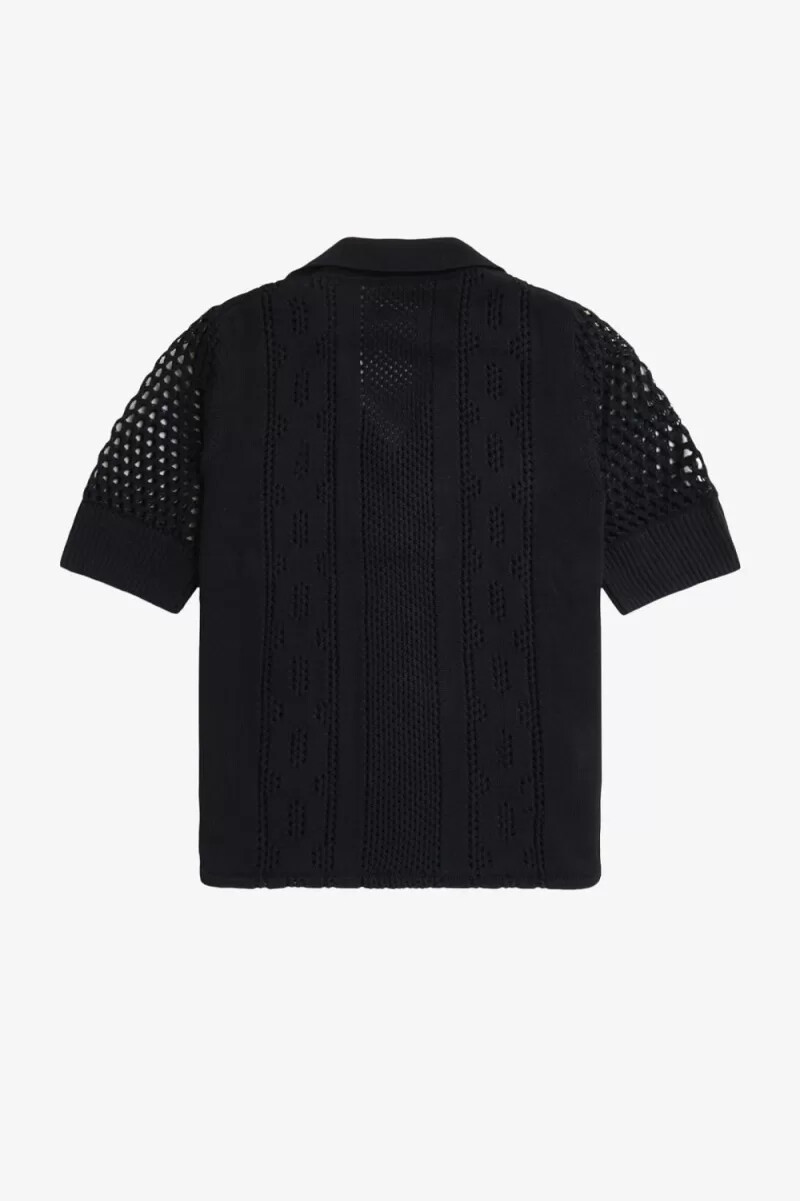 camicia da donna fred perry a maglia aperta con bottoni nera