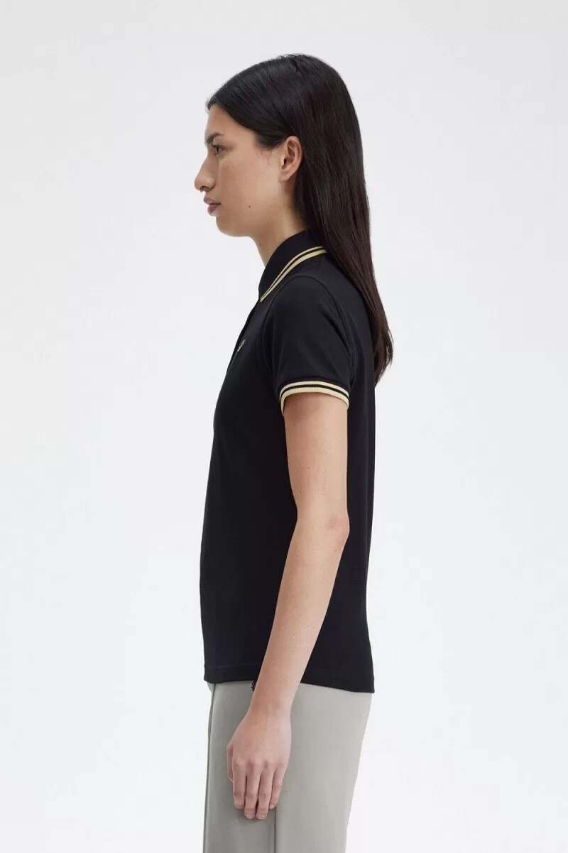 camicia da donna fred perry g12 nera champagne