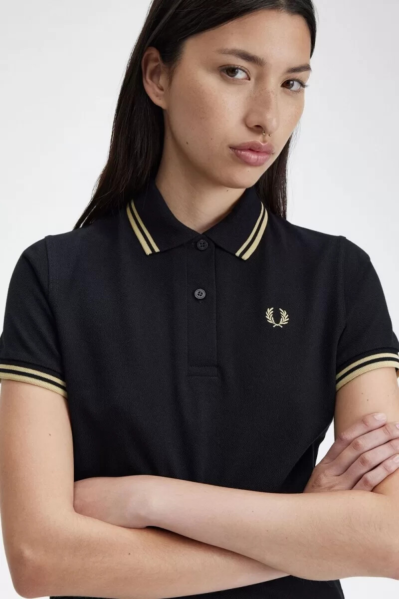 camicia da donna fred perry g12 nera champagne