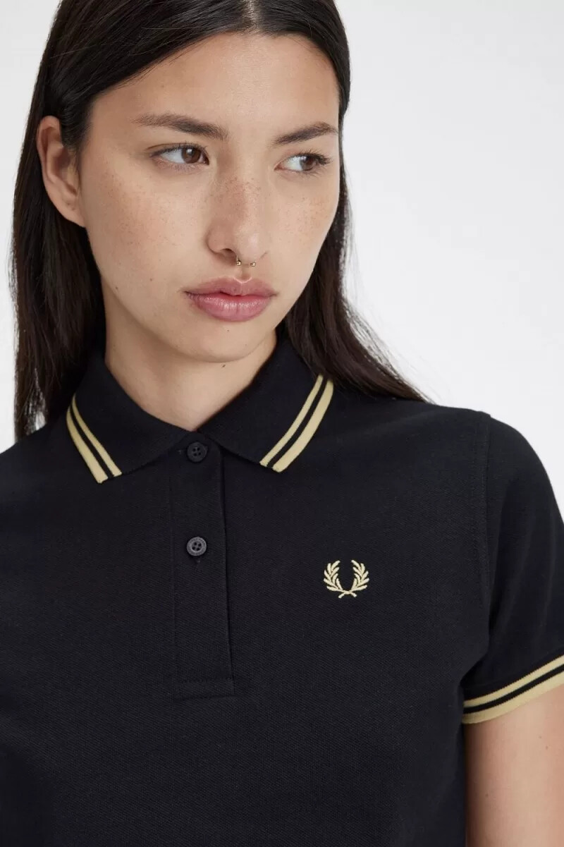 camicia da donna fred perry g12 nera champagne