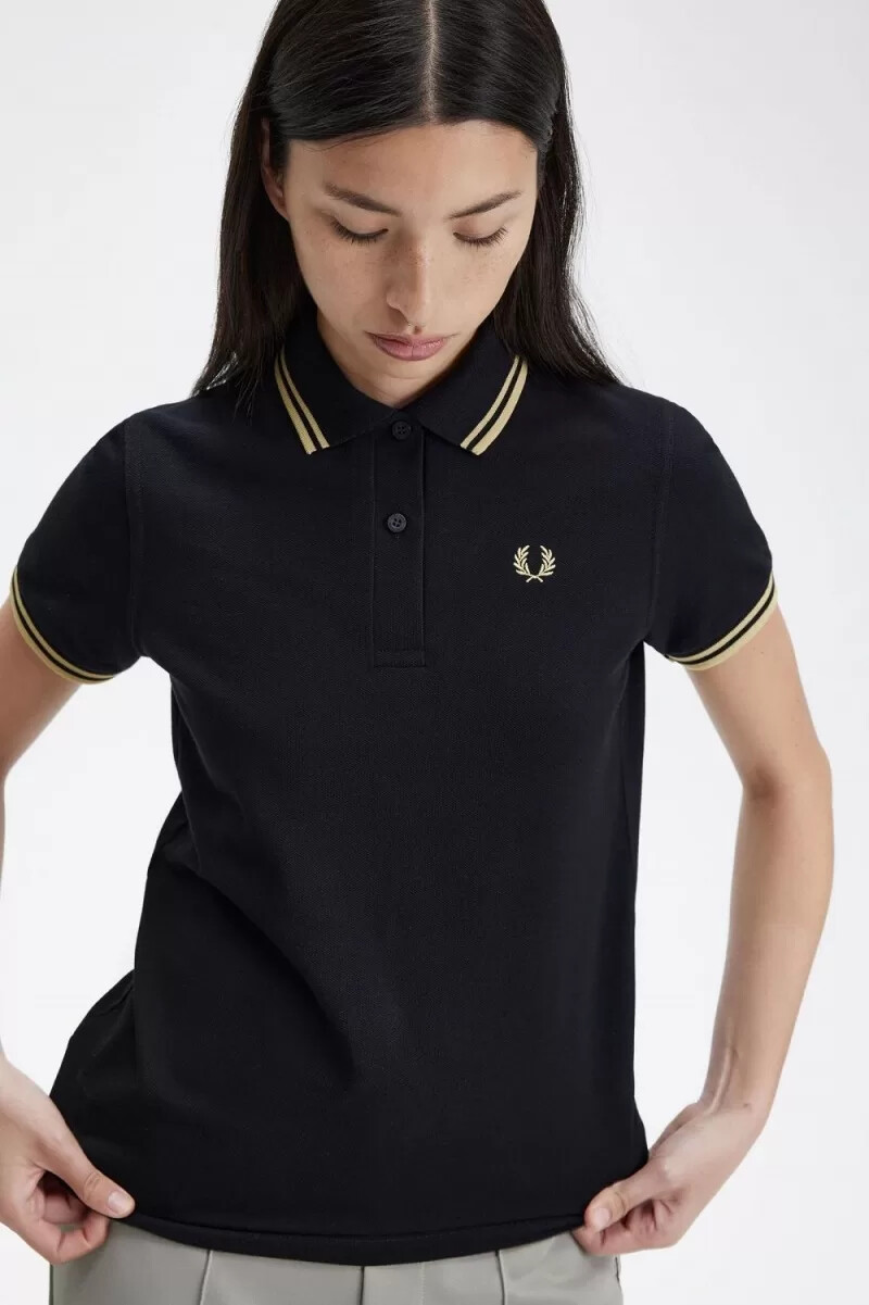 camicia da donna fred perry g12 nera champagne