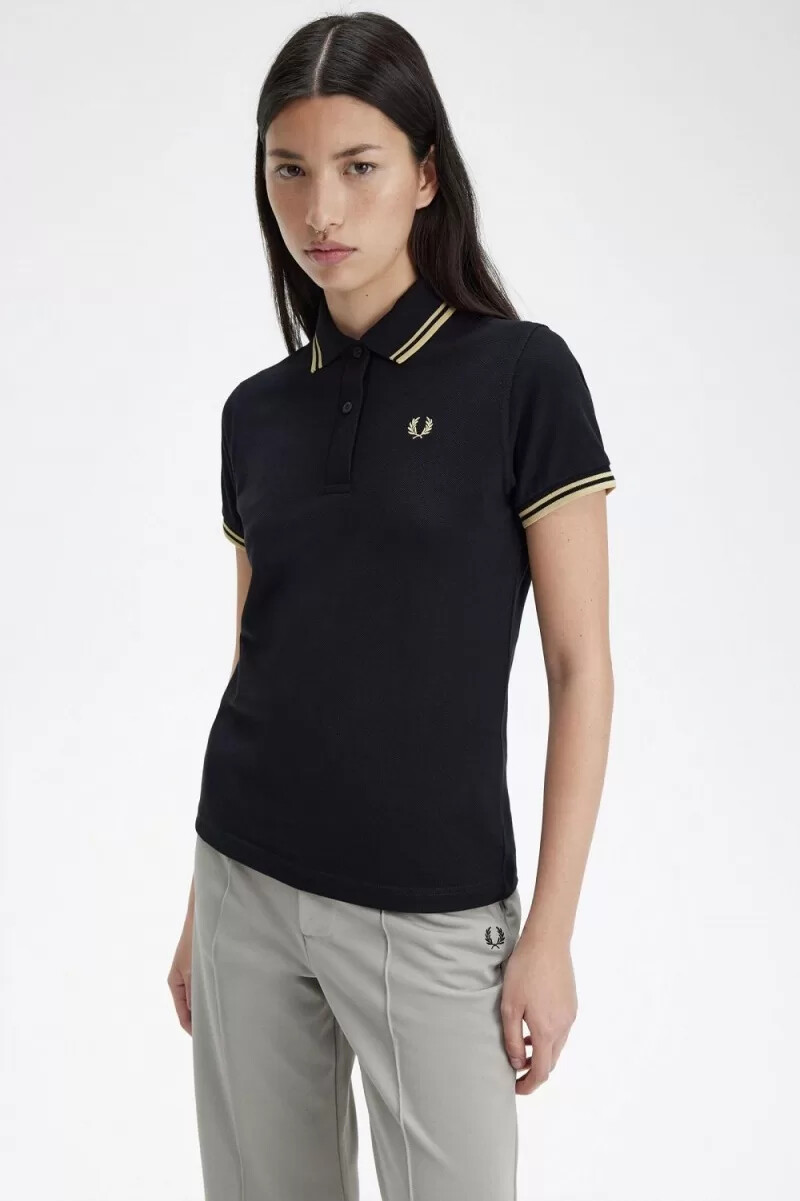 camicia da donna fred perry g12 nera champagne