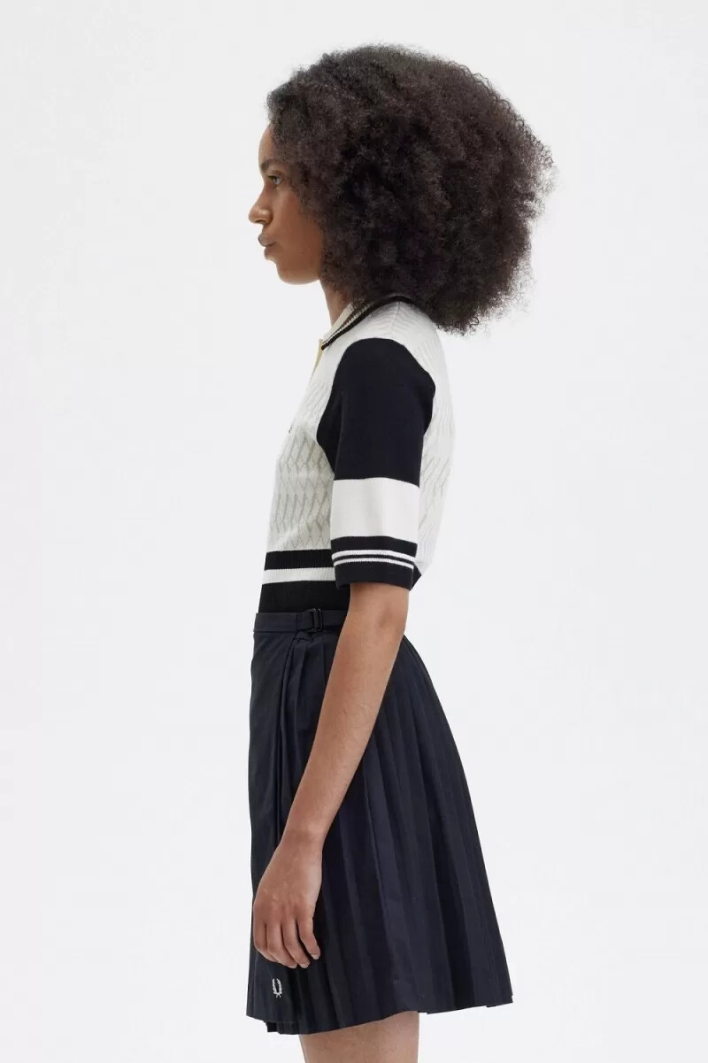 camicia da donna in maglia jacquard fred perry beige