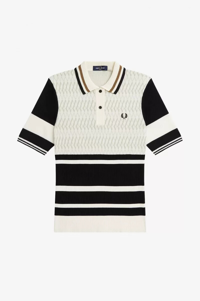 camicia da donna in maglia jacquard fred perry beige