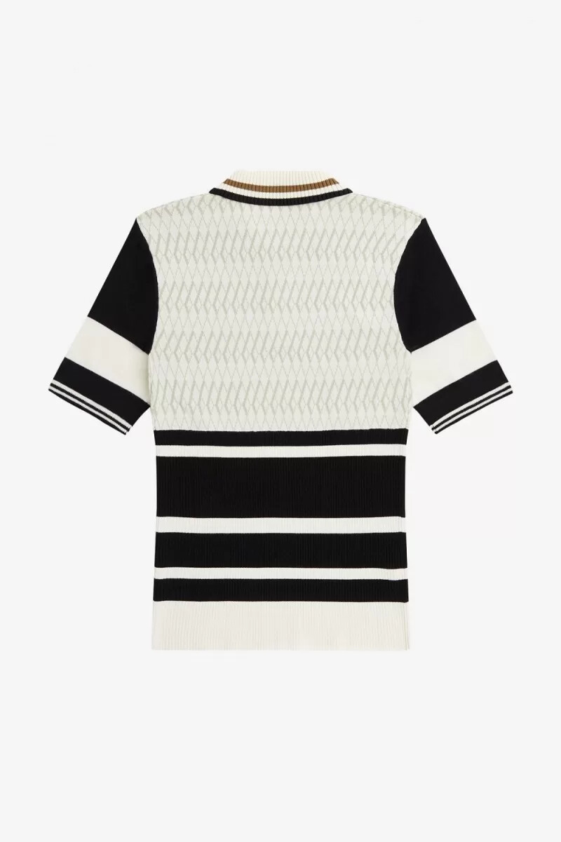 camicia da donna in maglia jacquard fred perry beige