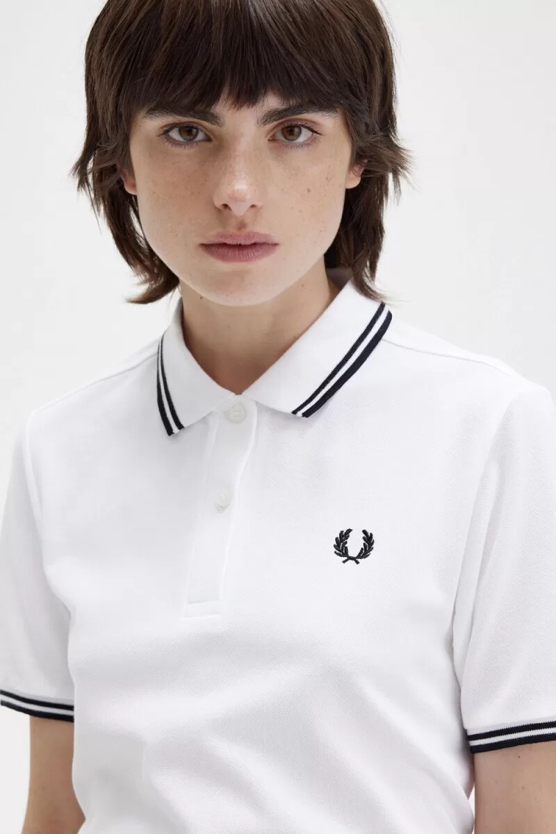 fred perry g3600 camicia da donna bianca nera