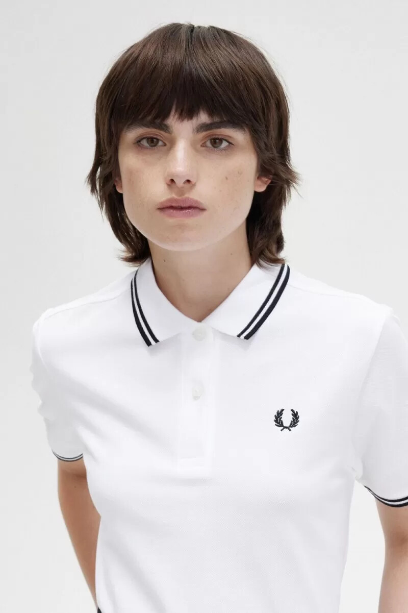 fred perry g3600 camicia da donna bianca nera