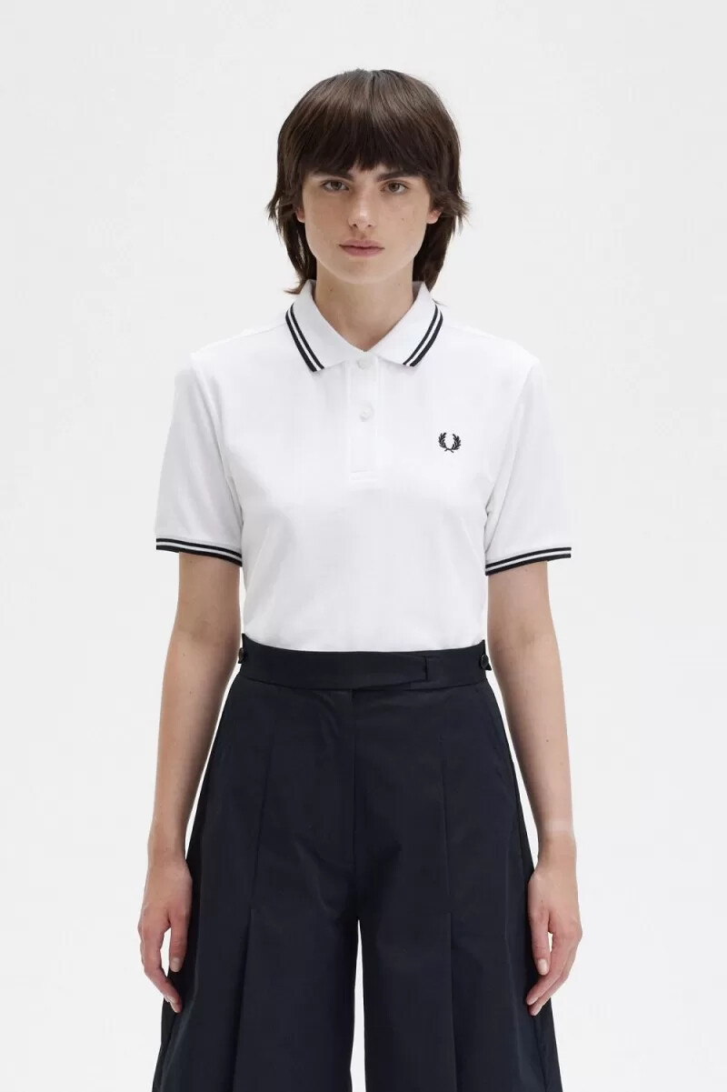 fred perry g3600 camicia da donna bianca nera