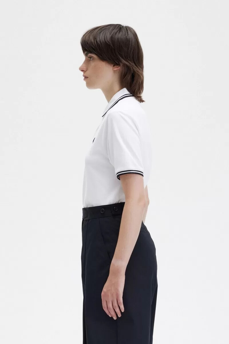 fred perry g3600 camicia da donna bianca nera