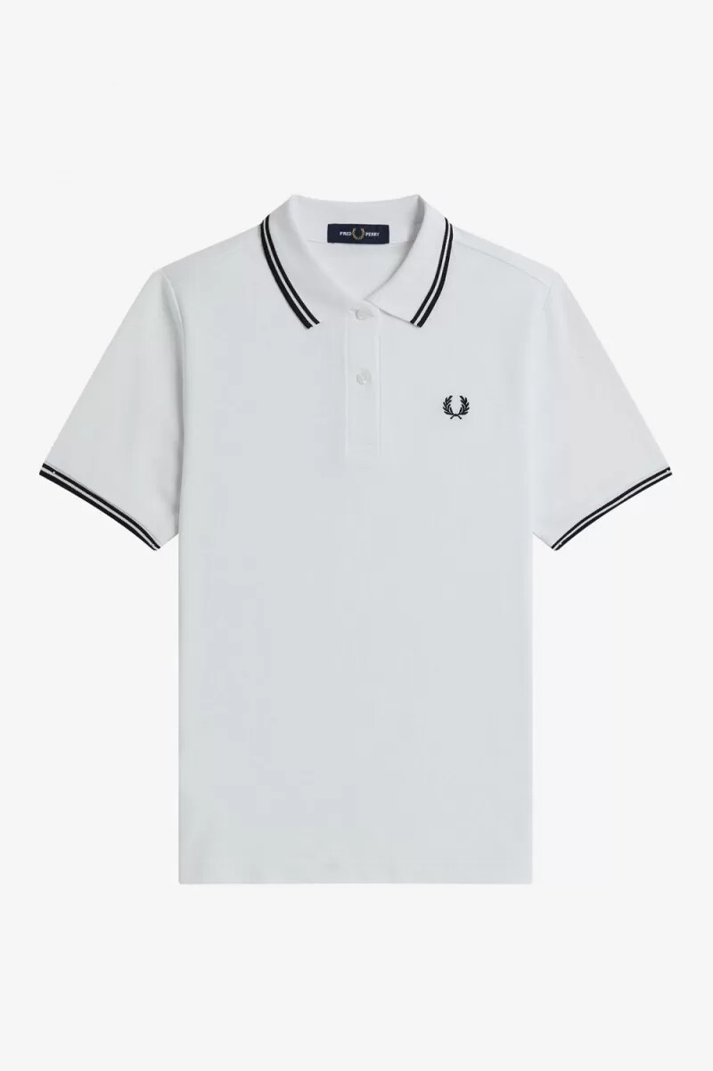 fred perry g3600 camicia da donna bianca nera